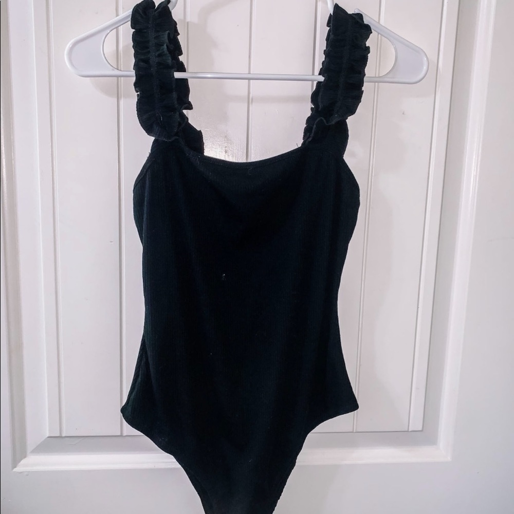 Black ruffles body suit